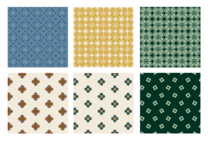 examples of patterns created for the Brentwood Bend brand.