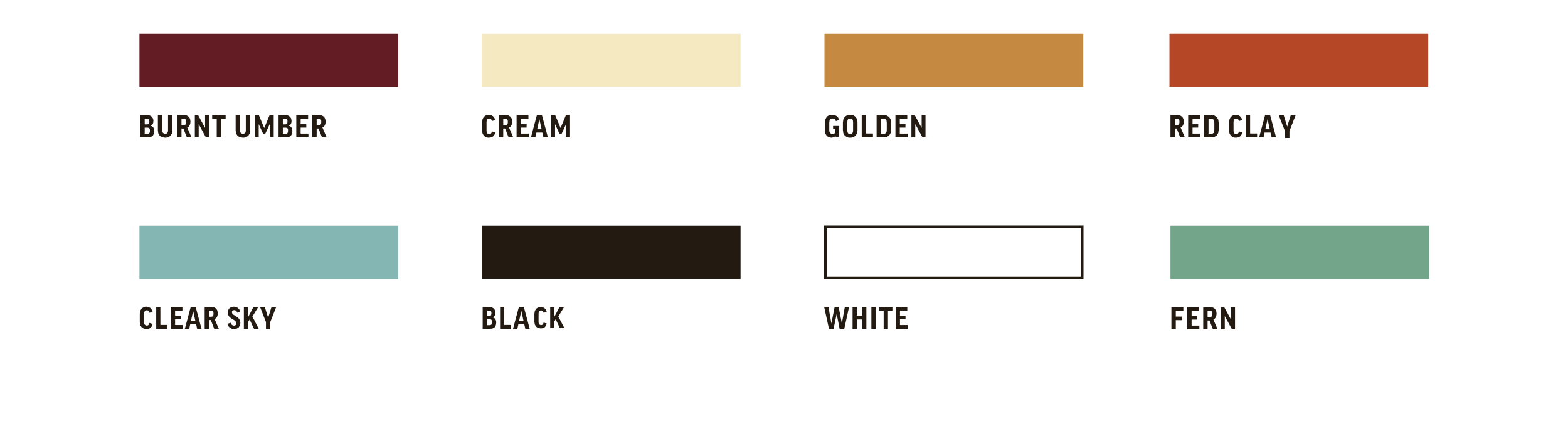 Kresston color palette laid out with colors listed as 