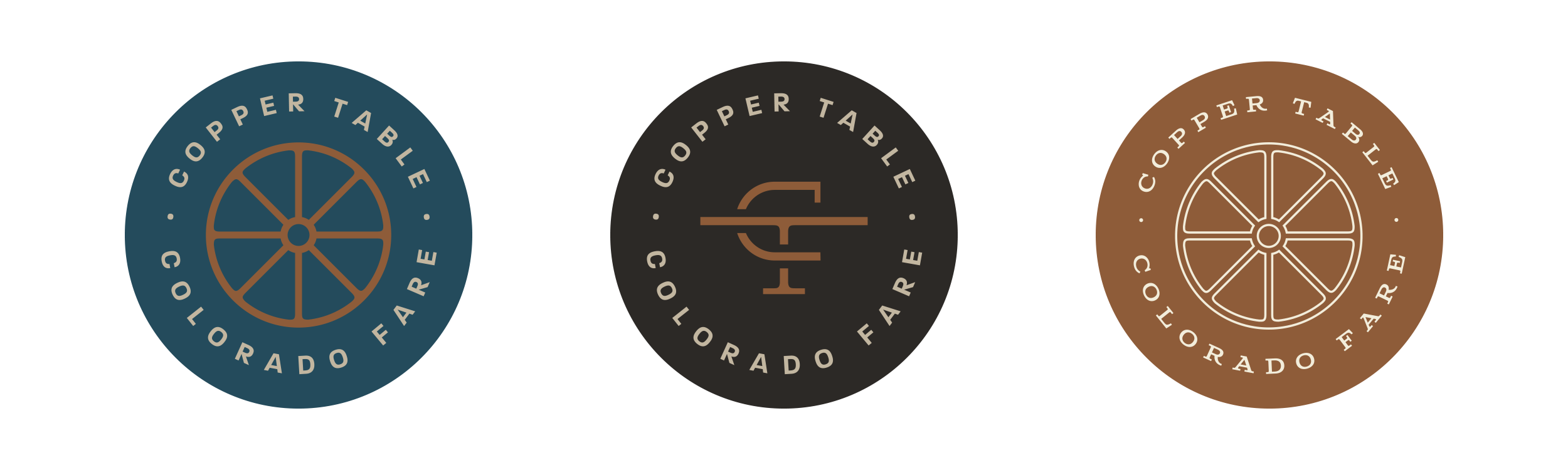 Copper Table monogram and wheel icon brand elements designed by ST8MNT