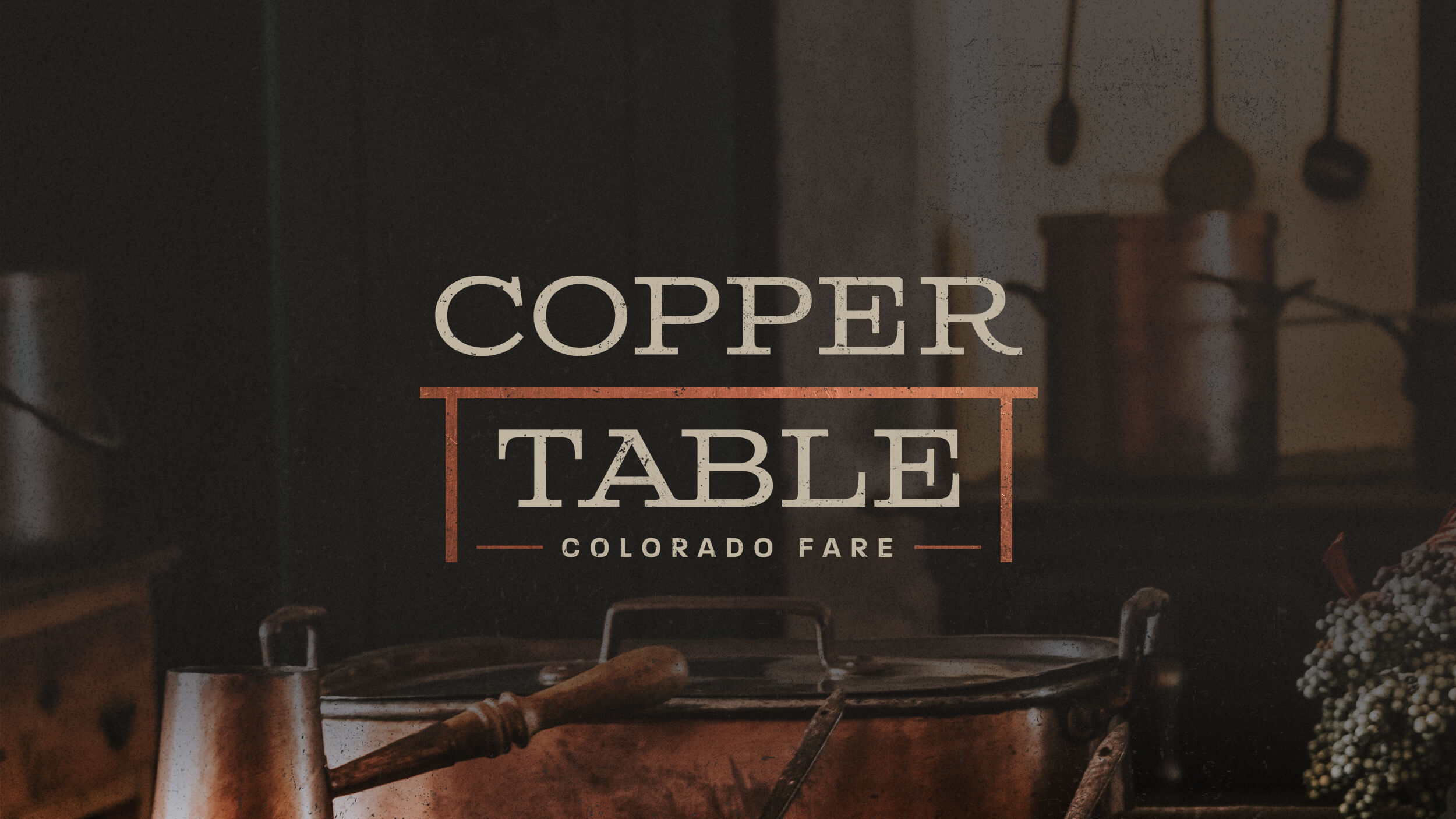 Copper Table Colorado Fare logo designed by ST8MNT with rustic copper cookware