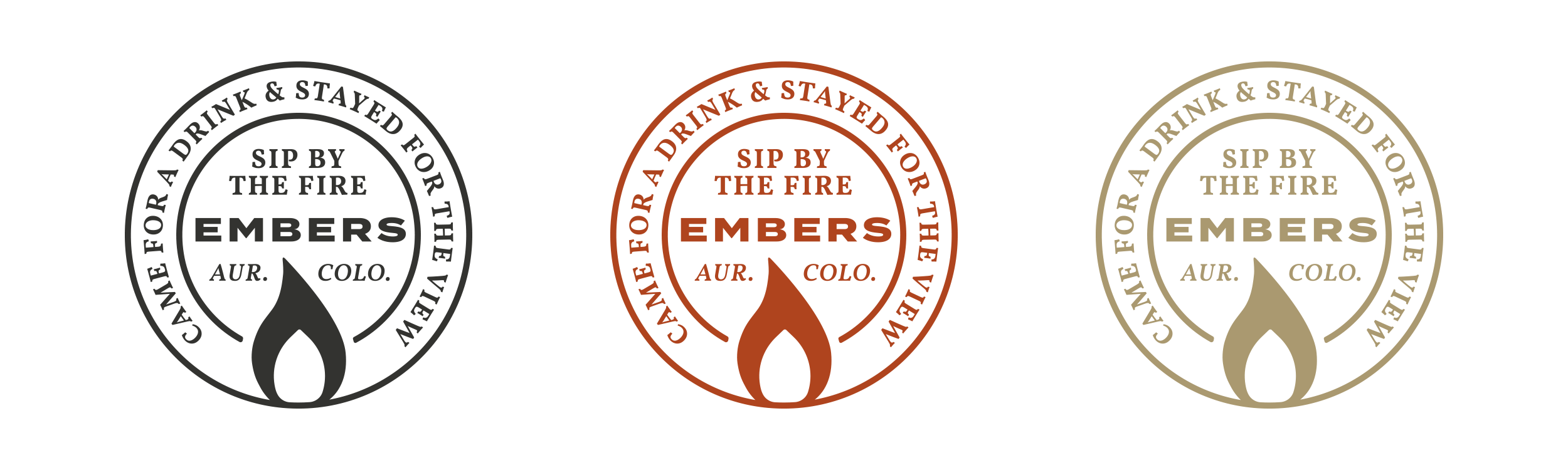 Embers secondary mark, a stamp-like badge featuring the flame from the logotype