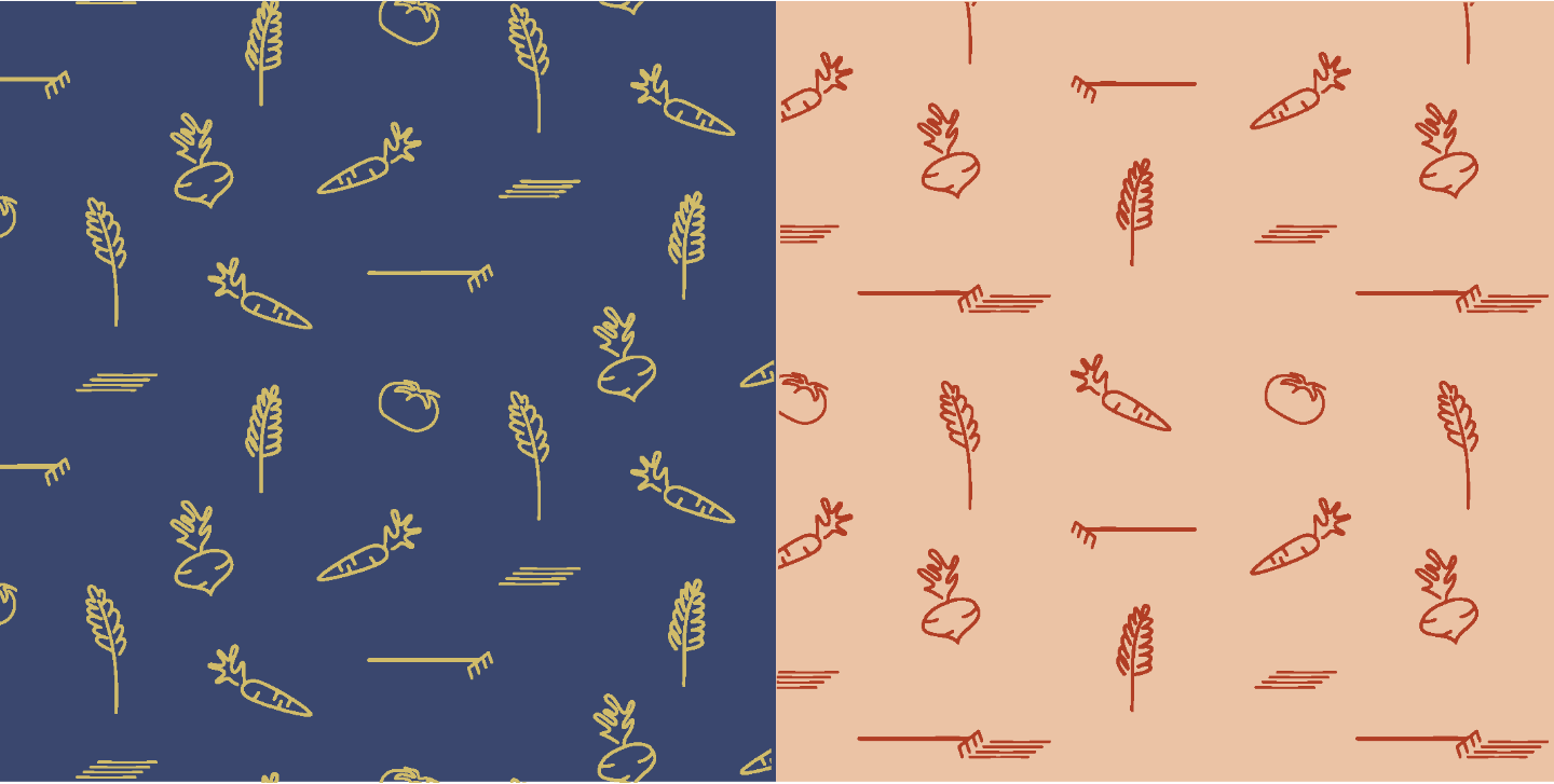 Garden + Grain brand patterns in two colors side by side