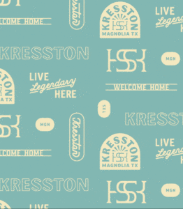A gif alternates between different Kresston brand patterns