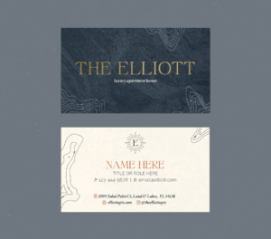 Mockup of business card design for The Elliott Apartments in Florida completed by ST8MNT