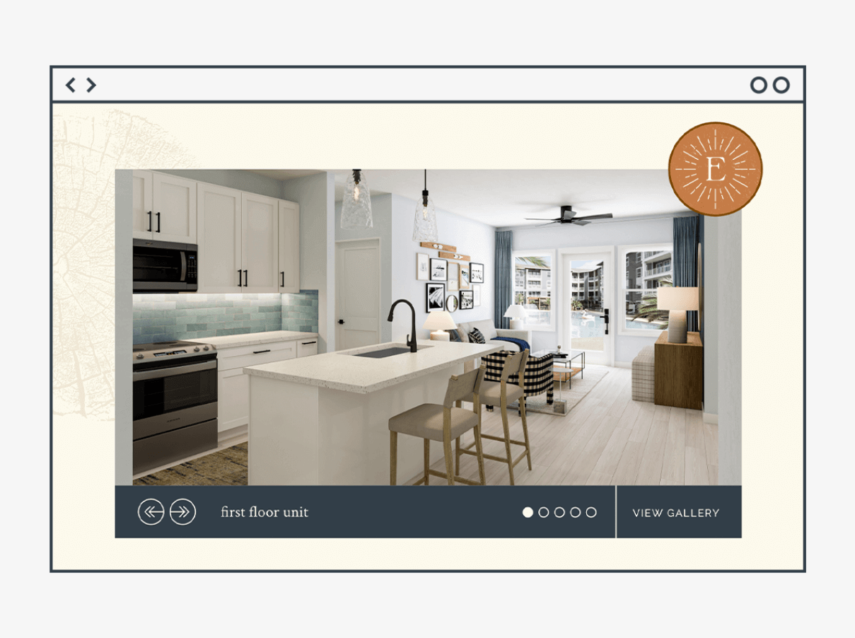 Sliding gallery design as part of The Elliott Apartments website design completed by ST8MNT