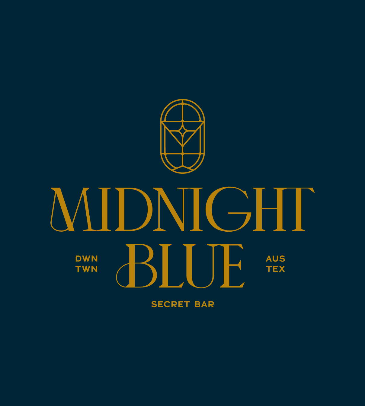 Midnight Blue Secret Bar logo created by ST8MNT as part of branding project for W Hotel in Downtown Austin