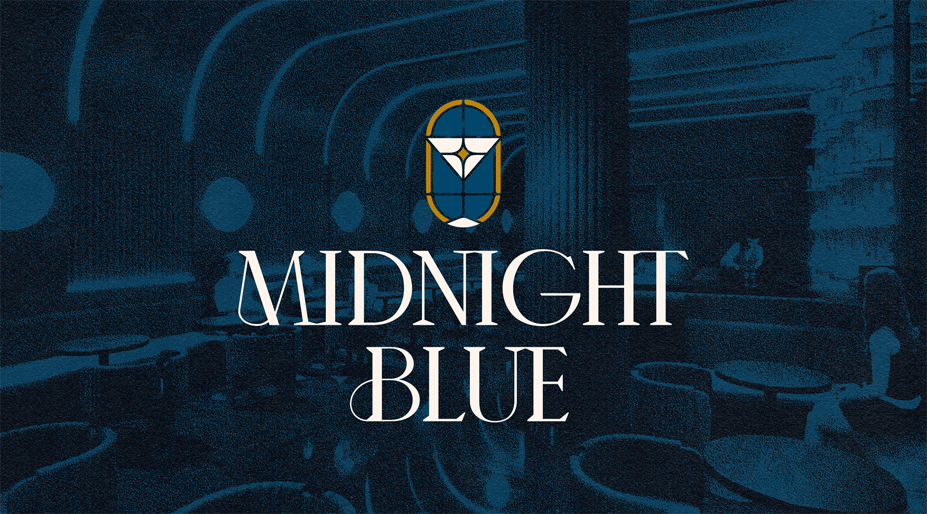 Treated halftone image with Midnight Blue logo created by ST8MNT for branding project for W Hotel Austin