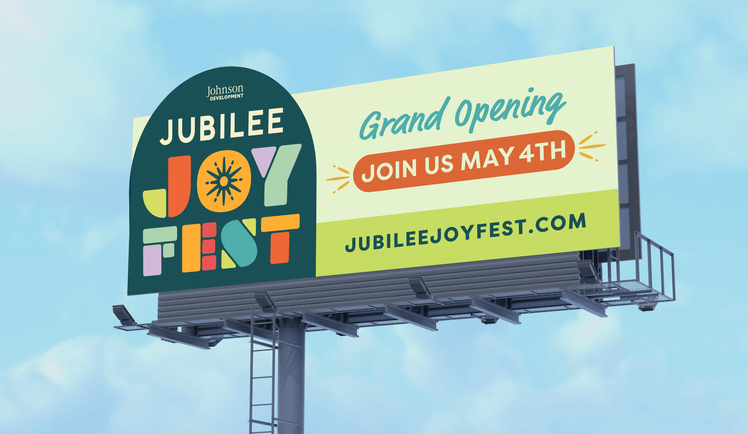 Jubilee Joyfest billboard design created by ST8MNT for grand opening of master-planned community in Texas