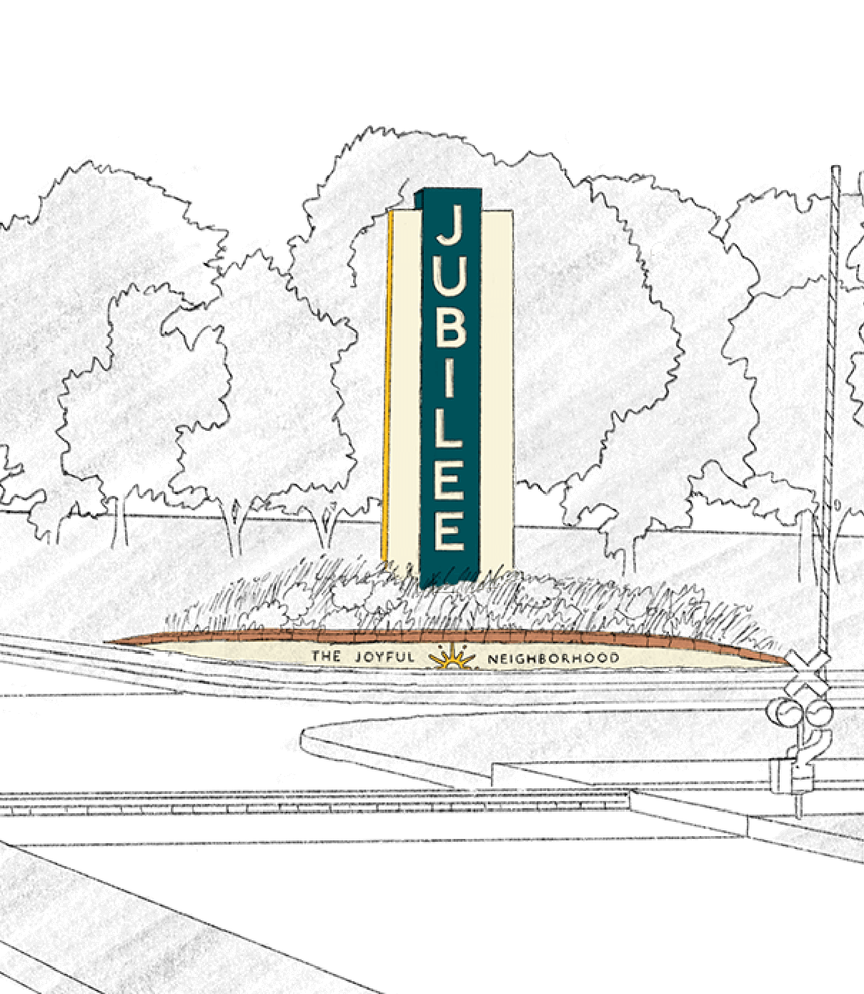 ST8MNT sketch for Jubilee monument signage for Texas master-planned community