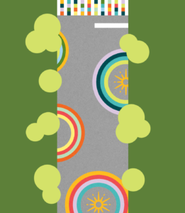 Jubilee crosswalk and street art concept created by ST8MNT as part of environmental signage for master-planned community in Texas