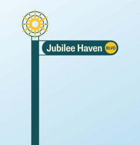 Master-planned community street sign concept utilizing brand assets created by ST8MNT for Jubilee in Texas