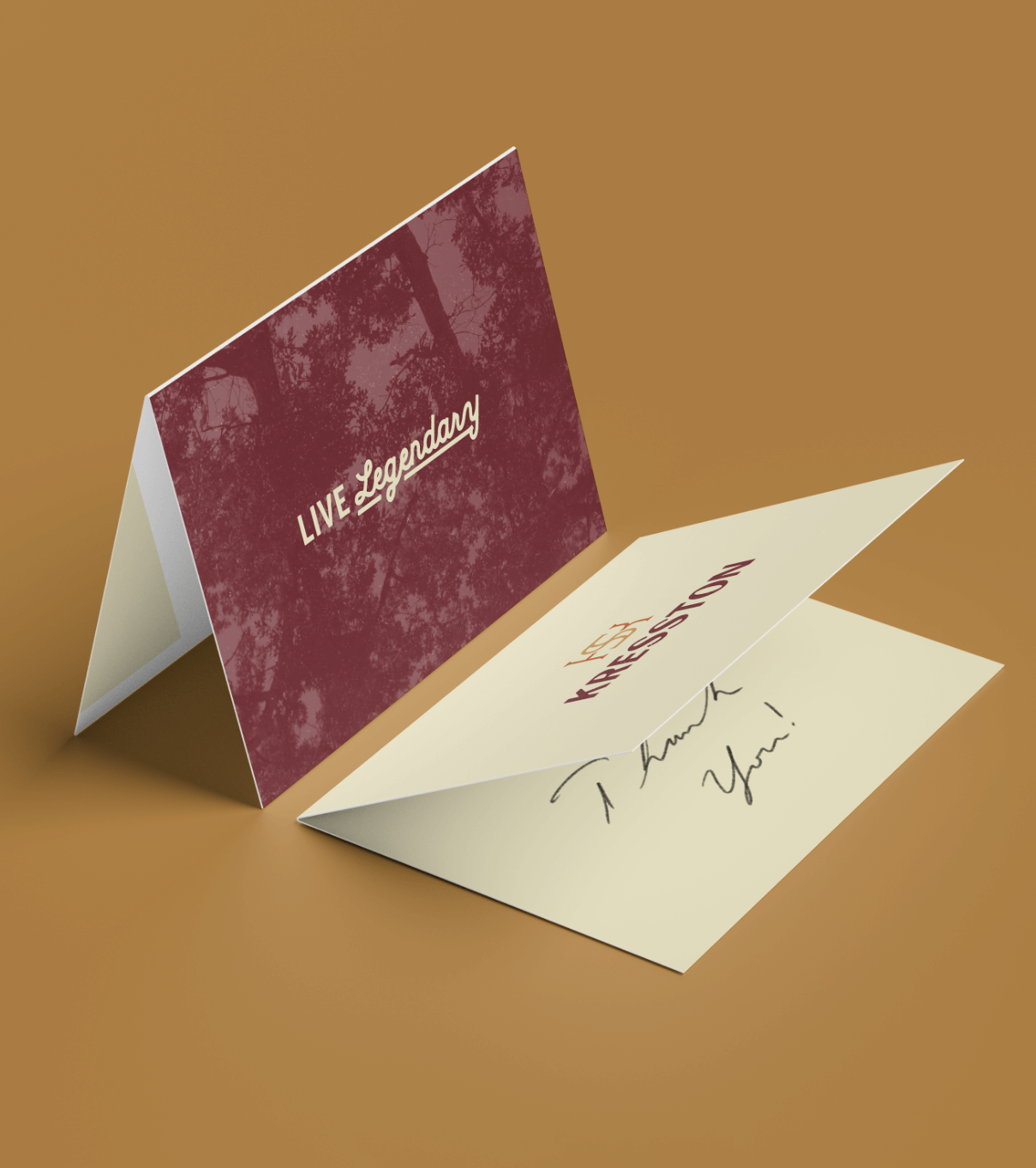 Kresston branded stationery cards designed by ST8MNT for a Johnson Development community in Texas