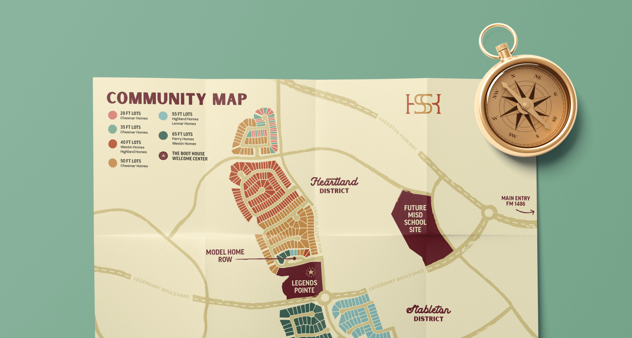 Map of Kresston, a master-planned community in Texas, designed as collateral by ST8MNT