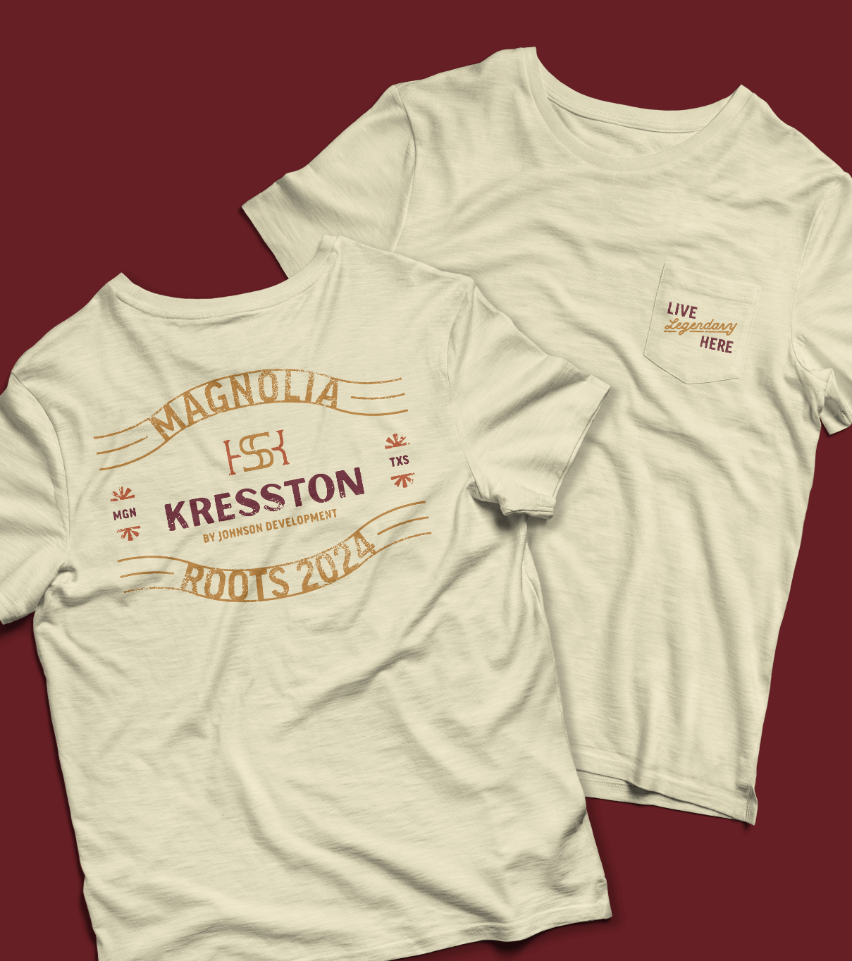 Kresston t-shirt designed as event collateral by ST8MNT for Texas community event