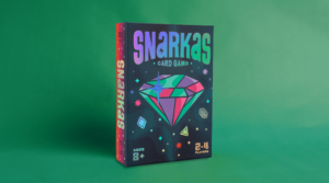 Snarkas card game front cover displayed as part of the package design by ST8MNT on green background