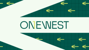 One West identity hero image utilizing brand assets developed for One West Corporate Center in Raleigh, NC as part of ST8MNT branding project