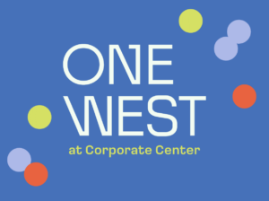 One West at Corporate Center stacked mark designed by ST8MNT as part of identity and branding project for Raleigh NC office park
