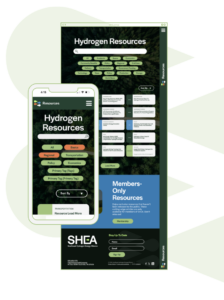 The hydrogen resources page for the SHEA site on both desktop and mobile