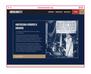 Desktop design for Awards and Honors information on the Americana Music Association site
