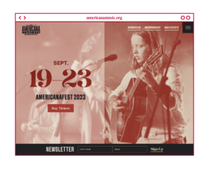 Desktop design of the Americana Music Association Homepage
