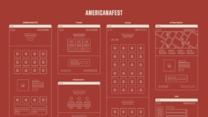 Wireframes of the AMERICANAFEST portion of the Americana Music Association site.