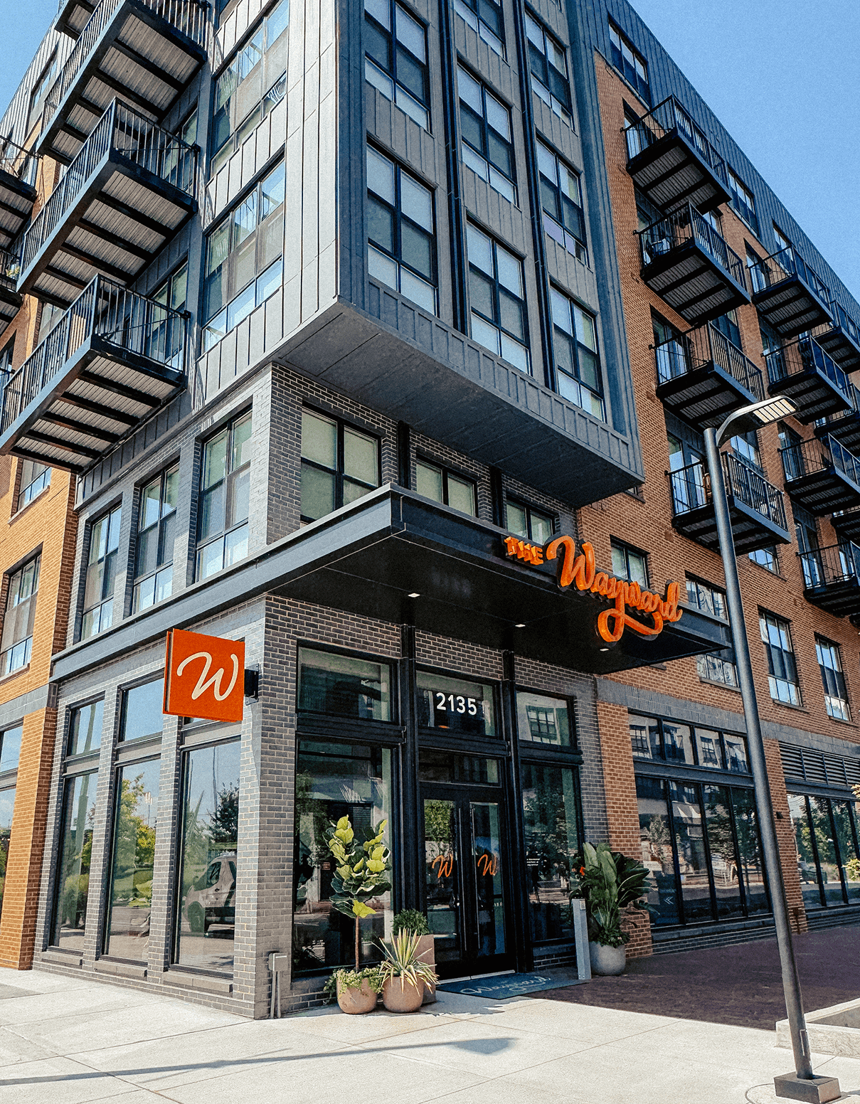 The Wayward apartments in Nashville, TN entry signage design