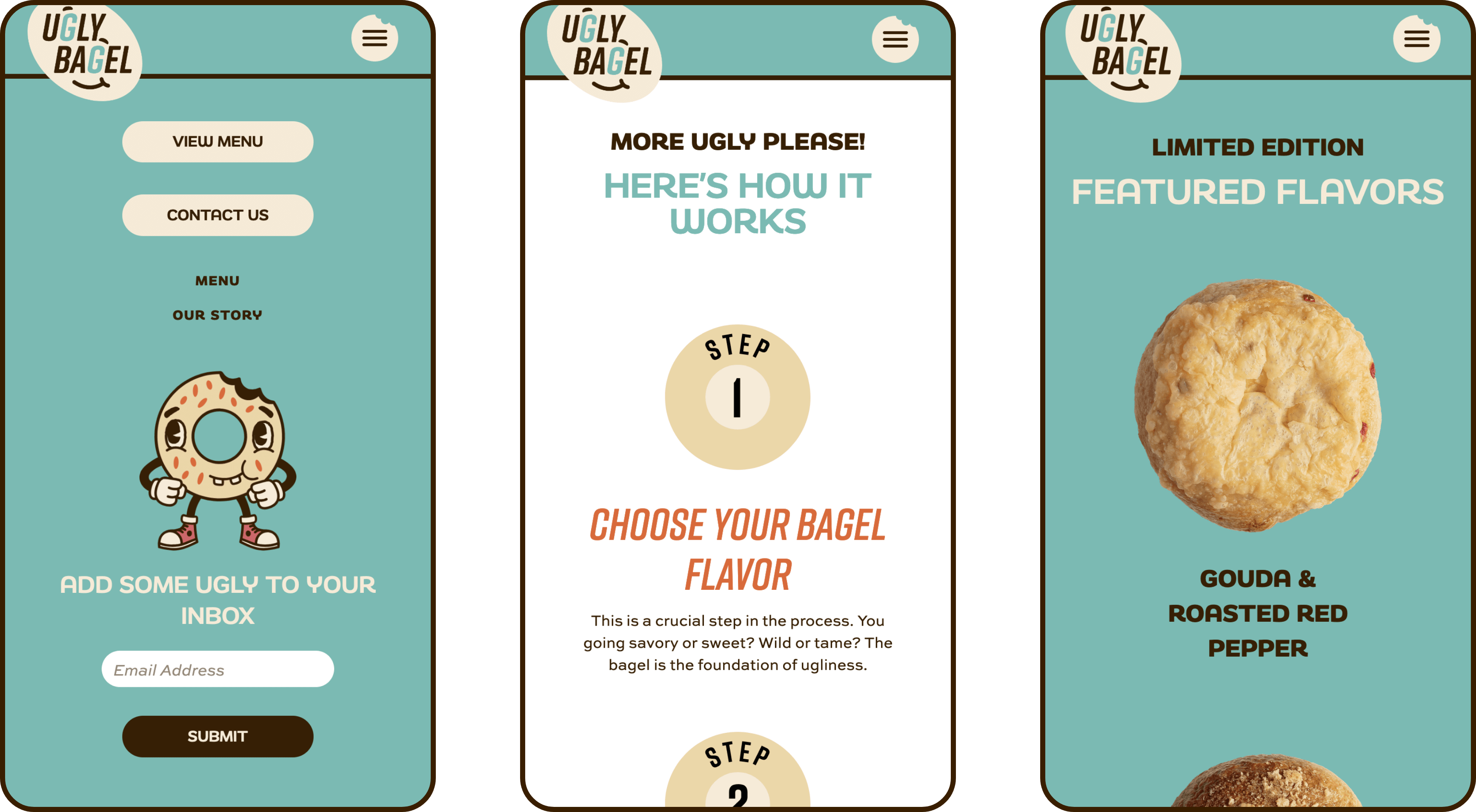 Ugly Bagel mobile site design