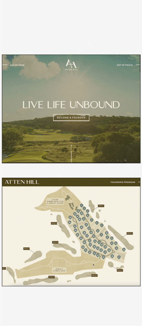 Animation of Atten Hill Landing Page Homepage Design and Homesite Feature