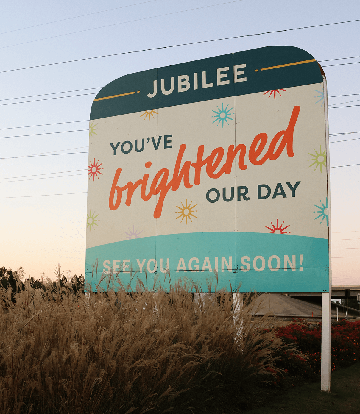 Signage designed by ST8MNT for Jubilee in Texas, wishing people exiting the community well