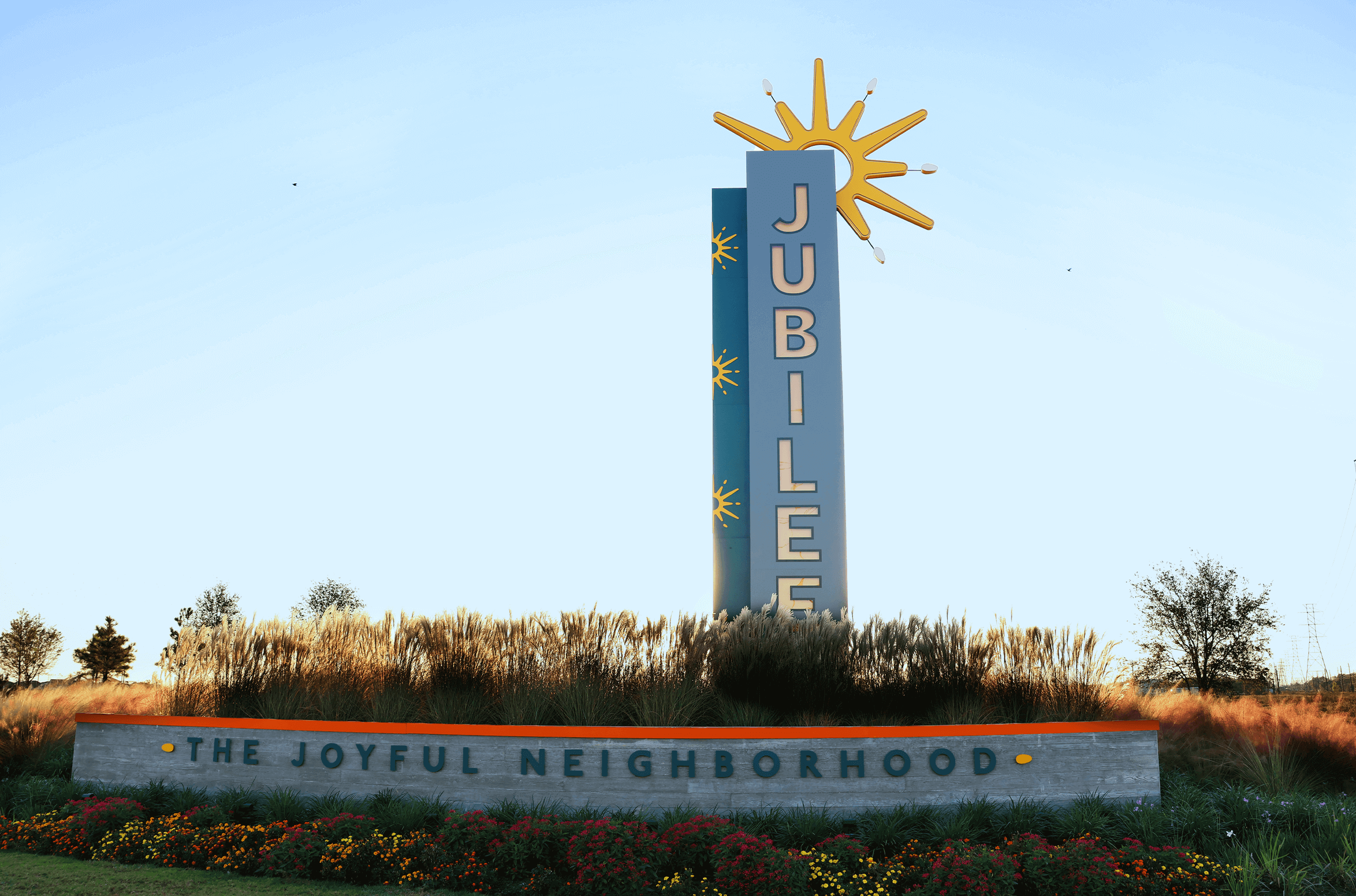 Jubilee entry monument signage for master-planned community in Texas