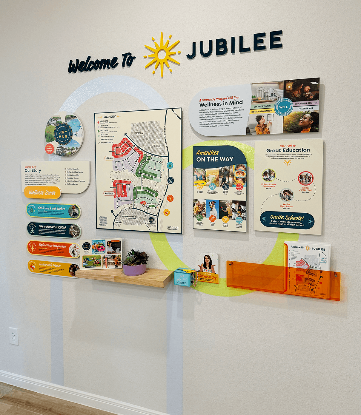 Jubilee Model Home wall created by ST8MNT as part of environmental signage for master-planned community in Texas