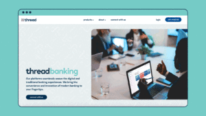 Examples of Thread Bank webpages on desktop screens