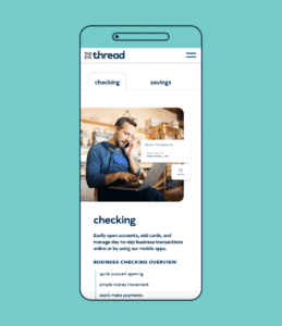Examples of Thread Bank webpages on mobile screens