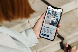 Thread Bank site displayed on mobile phone