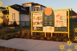 Jubilee Model Home Sign with branded sun bursts