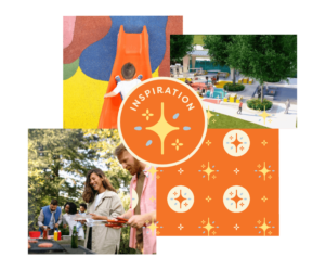 Jubilee Inspiration Wellness Zone identity and pattern created by ST8MNT as part of master-planned community branding, paired with visual renderings and mood images