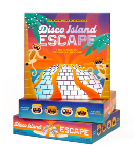 Stack of Disco Island Escape Boxes showing iridescent foil