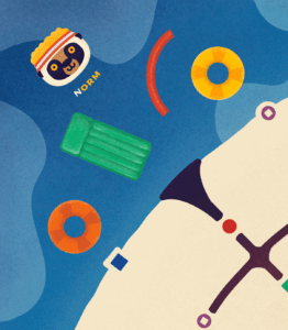 Disco Island Escape board game detail of Norm the lemur's escape raft.