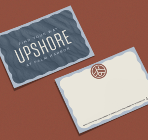 Mockup of notecard design for Upshore completed by ST8MNT