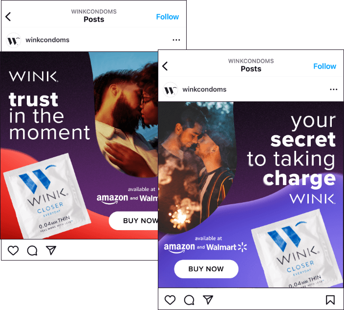 social media ads with headlines "trust in the moment" and "your secret to taking charge"