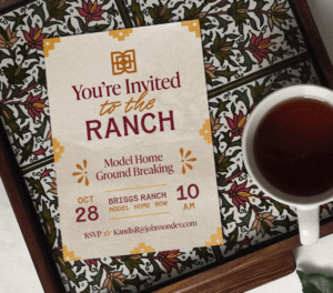 Briggs Ranch invite designed by ST8MNT for San Antonio master-planned community