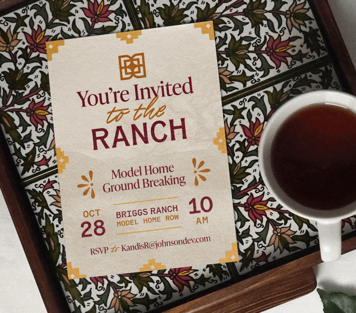 Briggs Ranch invite designed by ST8MNT for San Antonio master-planned community
