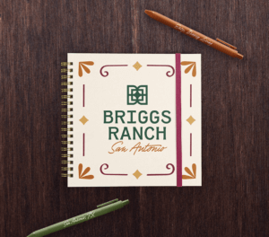 Branded notebook and pens for Briggs Ranch designed by ST8MNT