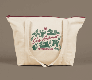 Briggs Ranch tote designed by ST8MNT with San Antonio illustrations