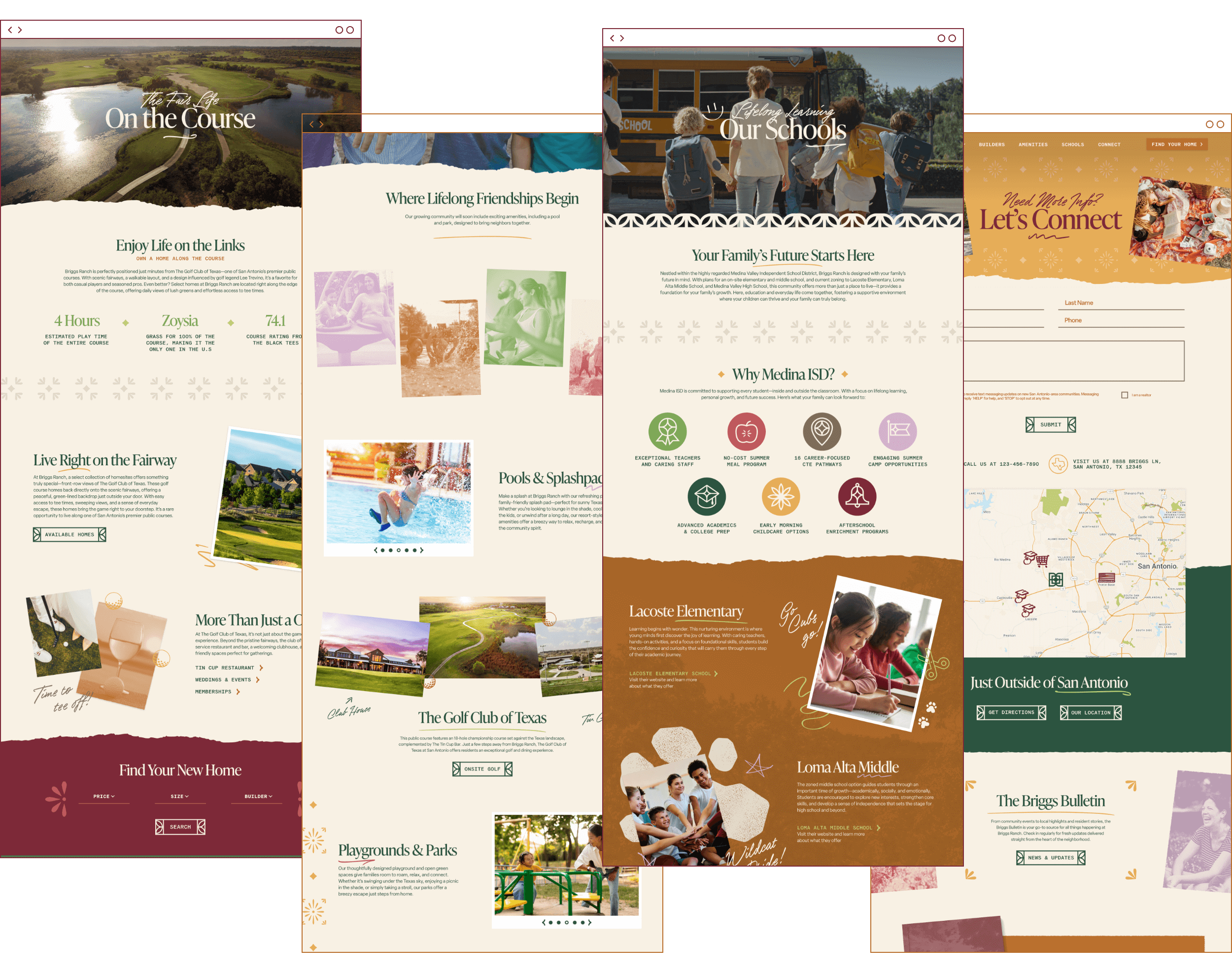 Web page layouts for Briggs Ranch, designed by ST8MNT as part of web design project