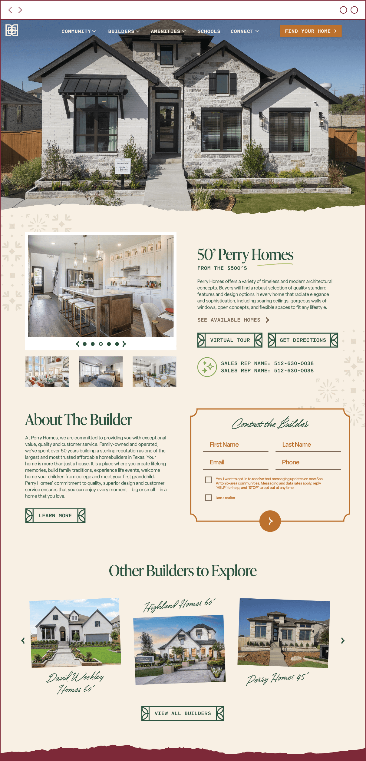 Builder page design for Briggs Ranch website crafted by ST8MNT