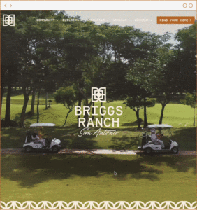 GIF of Briggs Ranch homepage, designed by ST8MNT for master-planned community